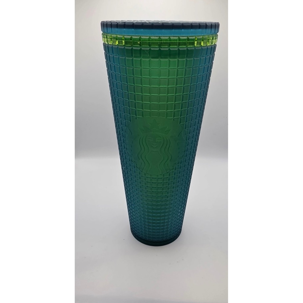 Starbucks Teal Green Grid Venti Tumbler 24oz Cold Cup Siren Logo 011129753